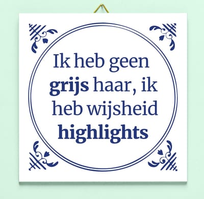 Tegeltje Ik Heb Geen Grijs Haar, Ik Heb Wijsheid Highlights van Ditverzinjeniet.nl
