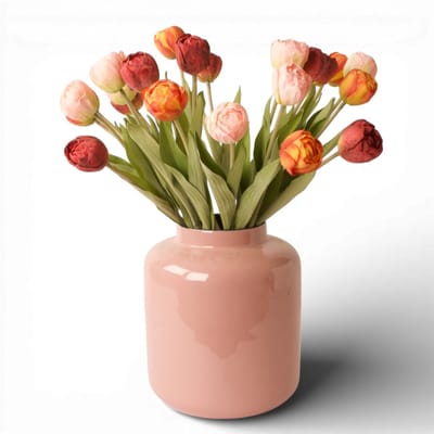WinQ- Boeket Kunst Tulpen 21stuks - Boeket zijden Tulpen 40cm - prachtige voorjaarskleuren - Kunstbloemen - zijden bloemen - exclusief vaas