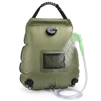 Solar Camping Douche 20L met Temperatuurmeter – Draagbare Outdoor Douchezak met Douchekop – Zonneverwarming voor Kamperen, Reizen, Strand & Noodgebruik