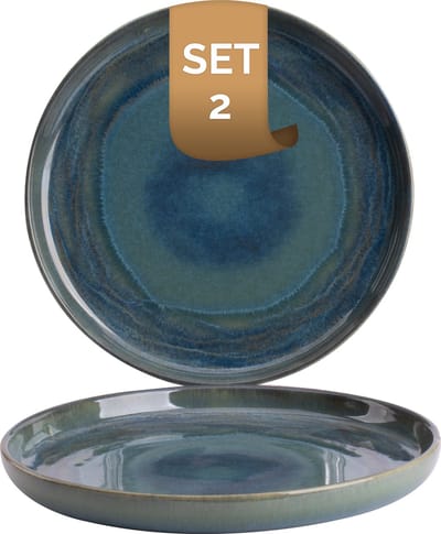 Palmer - Miami - Bord - 2 stuks - ø 22 cm - Groen/Turquoise - Stoneware - Bordenset