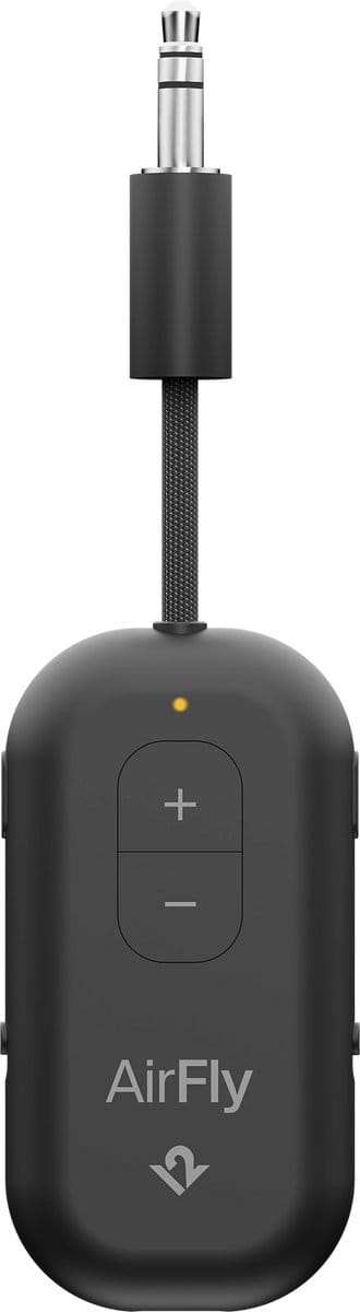 Twelve South AirFly Pro 2 – Geniet van In-Flight Entertainment met Draadloze Hoofdtelefoons – Koppel Twee Sets Draadloze Hoofdtelefoons voor Gedeeld Luisteren – Meer dan 25 Uur Batterijduur - Zwart