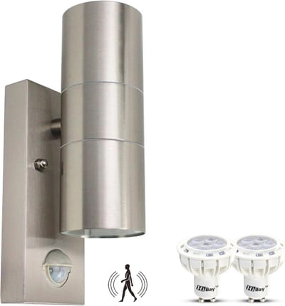 Buitenlamp met Bewegingsmelder en GU10 LED - Roestvrij Staal, Waterdicht en Energiezuinig