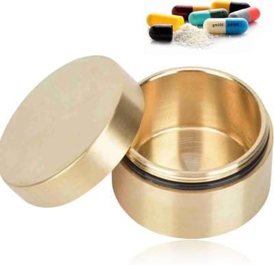Ronde messing pillencontainer voor sieraden en mini-accessoires, praktische opslagdoos met verzegeling