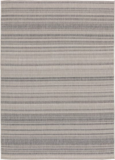 Vloerkleed voor binnen en buiten, Antislip, Balkon Terras Keuken, Gestreept -Lichtgrijs - 80cm x 150cm - UV- en Weersbestendig, Modern Tuintapijt