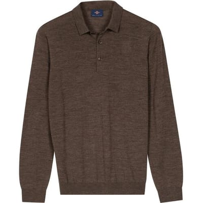 Baileys – Heren – Pullover – Gebreid – Poloshirt – Merinowol – Bruin – 520063-87