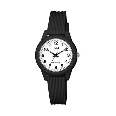 Q&Q VS13J001Y - Horloge - Sport - Analoog - Dames - Vrouwen - Plastic band - Rond - Cijfers - Kunststof - Zwart - Wit - 10 ATM