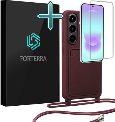 Hoesje Geschikt voor Samsung A37 Case Siliconen Hoes Met Koord Met Screenprotector - Hoes Geschikt voor Samsung Galaxy A37 Met Telefoonkoord Hoesje Backcover - Aubergine