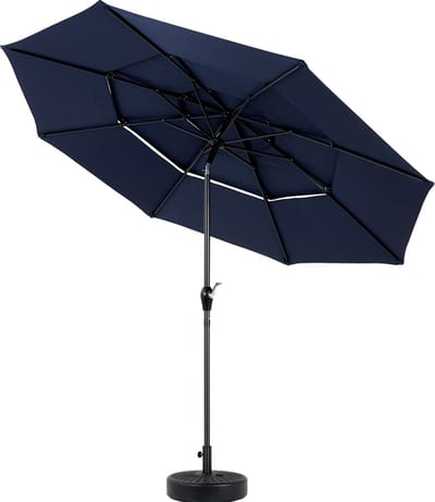 MODFU - Dubbelzijdige Rechthoekige Parasol Voor Buiten - Slinger En Kantelmechanisme - 3-Laags Geventileerd - Staal - Marineblauw - 14,8 Ft
