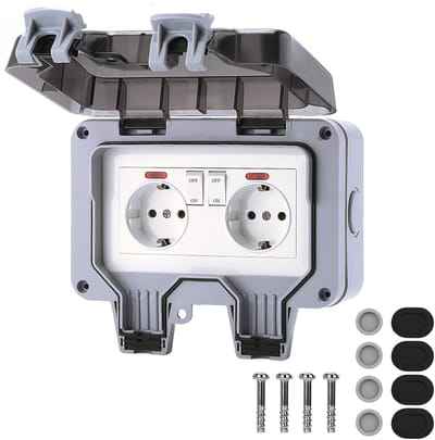 Allecto - Buitenstopcontact - Waterdicht - IP66 - Inbouwstopcontact met Schakelaar - Geschikt voor Buitengebruik - Tuinen en Badkamers