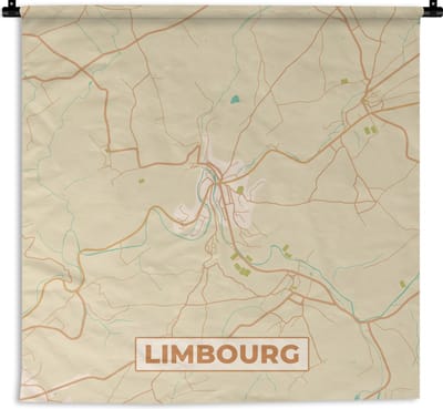 Wandkleed - Wanddoek - Limbourg - België - Stadskaart - Plattegrond - Kaart - 180x180 cm - Wandtapijt