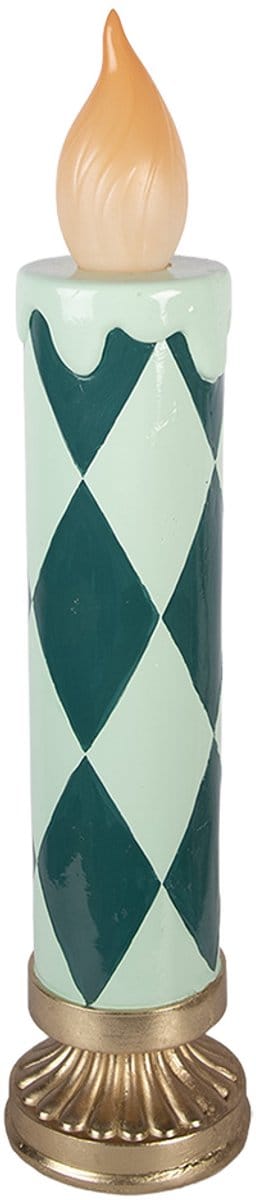 Clayre & Eef LED Kaars Kandelaar Ø 13x57 cm Groen Keramisch materiaal