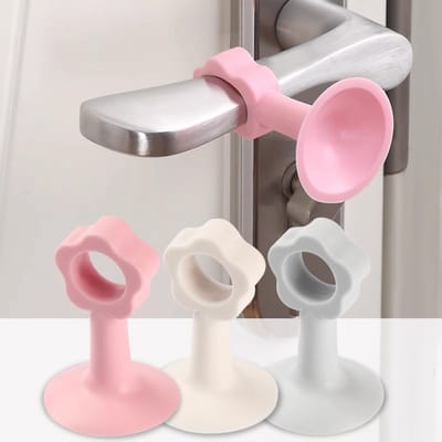 Deurstopper - Deurklink Beschermer - Deurbumper - Muurbeschermer - Zonder Boren - voor Badkamer en Toilet - 3 Stuks - Willekeurige Kleuren