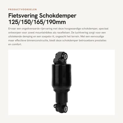 Dailygoods- Schokdemper - Luchtvering - 125/150/165/190mm - Fietsschokdemper - Schokabsorber - Goede glijdprestaties