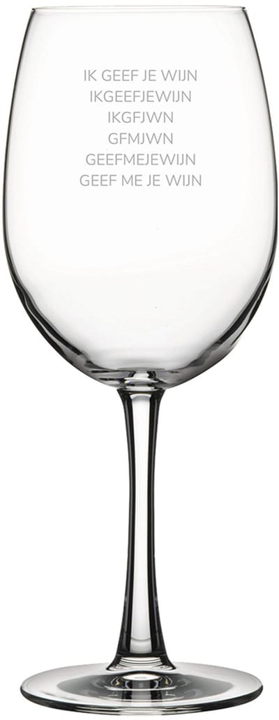 Gegraveerde Rode wijnglas 58cl Ik geef je wijn - geef me je wijn