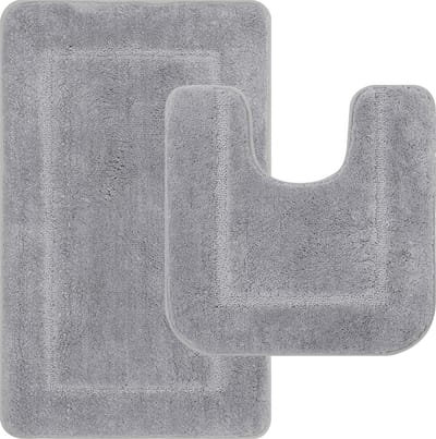 Zachte Badmat en WC-Mat Set - Microvezel, Antislip, Wasbaar - Grijs