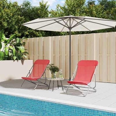 Opvouwbare Strandstoelen - Loungestoelen Set - Buiten Ontspannen - 3-Positie Verstelbaar - 2 Stuks - Rood