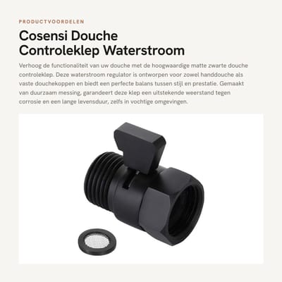 Dailygoods - Douche Controleklep - Waterstroom Regulator - Voor Douchekop - G1/2 Inch - Matte Zwarte Afwerking - Efficiënte Waterbesparing - Geschikt...