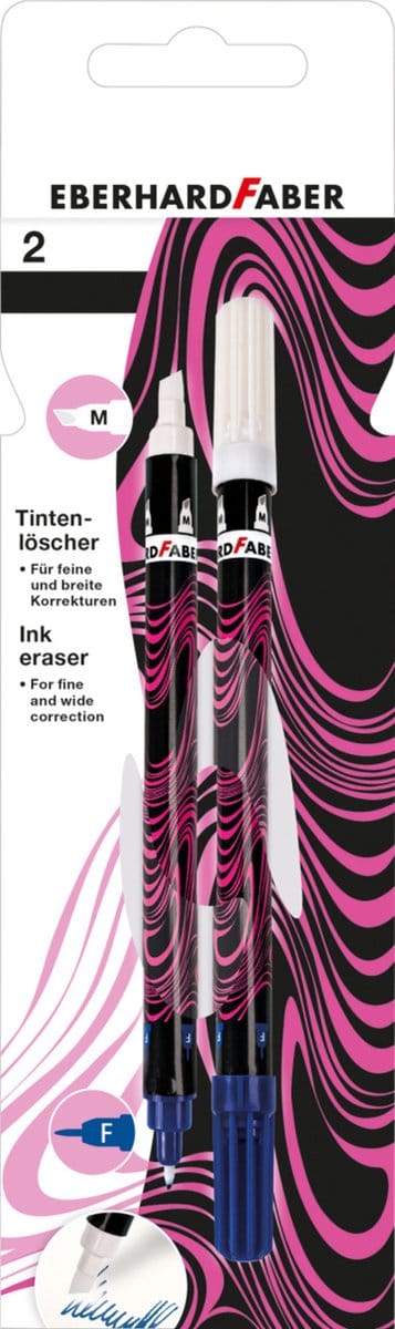 Eberhard Faber inktwisser - M - roze/zwart motief - 2 stuks op blister - EF-582193