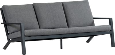 Loungebank Bezano | 3-persoons | Matt Black/Grey | Aluminium