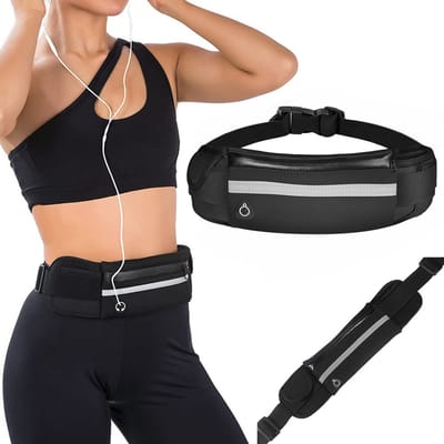 Heuptas I Running Belt I Met Telefoonhouder I Met Smartphonehouder I Reflecterend I Hardlooptas I Verstelbare Taille 50-80 cm I Zwart