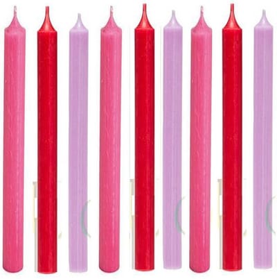 Cactula Luxe Lange dinerkaarsen 28 cm Groovy 9 stuks - Roze - Lila - Rood