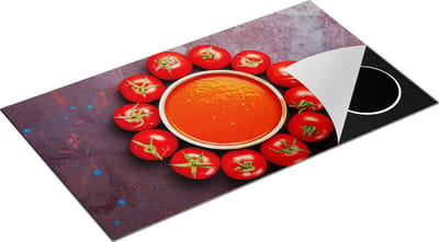 Chefcare Inductie Beschermer Tomatensoep met Tomaten eromheen - 90x50 cm - Afdekplaat Inductie - Kookplaat Beschermer - Inductie Mat