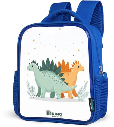 NoBoringSuitcases.com® - Rugzak blauw - Schooltas jongens - Stegosaurusduo onder sterrenregen - Kinder rugtas jongen - Boekentas kind - Kinderrugzak voor school - Schoolrugzak