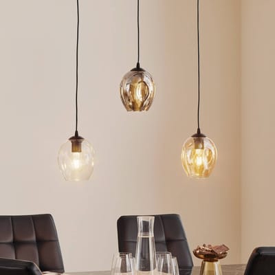 EMIBIG LIGHTING Hanglamp Starla recht 3-lamps grafiet/amber/helder