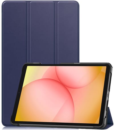 Hoesje - Geschikt voor Samsung Galaxy Tab A11 Plus - Dun & Stevig - Trifold Bookcase - Hard Cover - Hardcover Book Case - Tablet Hoes - Donkerblauw