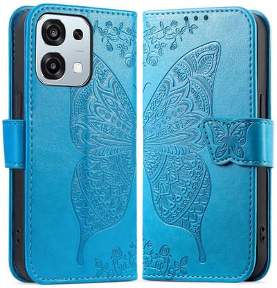 Coverup Hoesje - Geschikt voor OPPO A6 Pro 5G Hoesje - Coverup Vlinder Book Case - Blauw