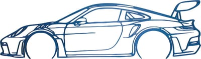 Porsche wanddecoratie - Auto muurdecoratie - 80x22 cm - Blauw - Wanddecoratie - Hout - Porsche - Mancave - Mancave decoratie - Muurdecoratie - Porsche 911 kunst - Porsche 911 GT3 RS - Wand decoratie - Wanddecoratie woonkamer