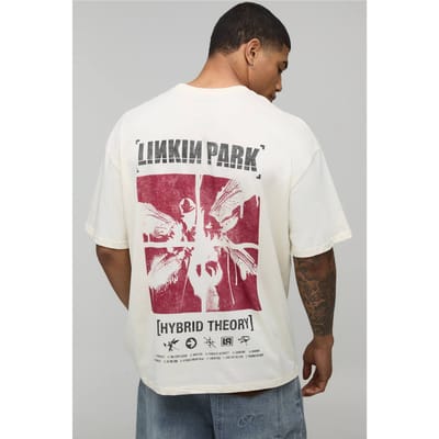 Oversized Linkin Park Licentie Bedrukt T-Shirt | Ecru | Size XS