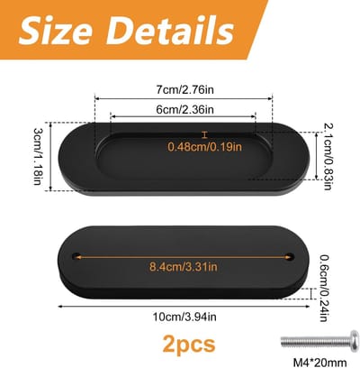 Dailygoods- Schuifdeurhandvat 100 mm - Zelfklevend - Aluminium Legering - Ovaal - Mat Zwart - Sierlijk Design - Deurgreep