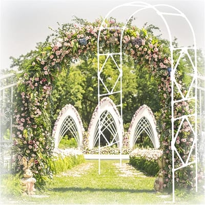 Tuinboog Metaal - Rozenboog Prieel - Decoratieve Steun - Weerbestendig Frame - 180x240cm - Wit