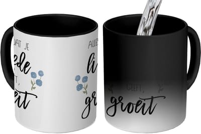 Magische Mok - Foto op Warmte Mokken - Koffiemok - Alles wat je liefde geeft, groeit - Quotes - Spreuken - Magic Mok - Beker - 350 ML - Theemok - Mok met tekst