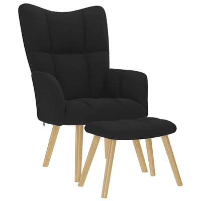 vidaXL - Relaxstoel - met - voetenbank - stof - zwart