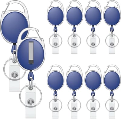Set van 10 Intrekbare Badgehouders met Karabijnhaak - Heavy Duty ID Kaarthouder Clip