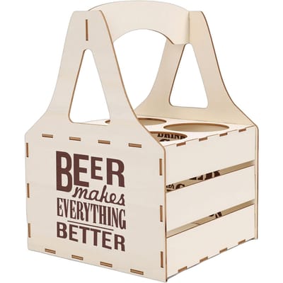 Houten Bierdrager Wijnflesdrager Handige Aanrecht Wijnrek voor Kamperen Picknick Type 1 beige