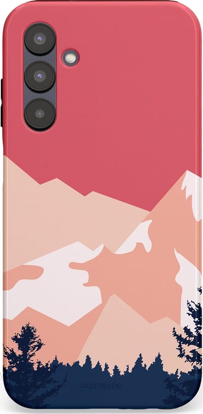 Casetastic hoesje geschikt voor Samsung Galaxy A25 - Dubbellaagse bescherming - Bergen bij stille toppen - Fashion Case - Koraal Donkergrijs Zand Perzik