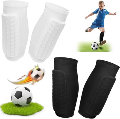 Kinder Scheenbeschermers - Sport Bescherming - Voetbal Training - Ademend Antislip Materiaal - Maat S - Zwart Wit