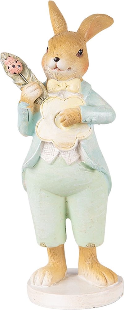 Clayre & Eef Beeld Konijn 15 cm Groen Bruin Polyresin