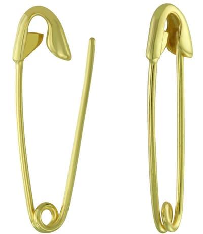 Joy|S - Zilveren veiligheidsspeld oorbellen - 5 x 25 mm - gold plated
