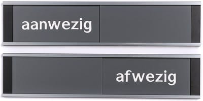 Schuifbord Aanwezig-Afwezig - 255 mm x 57 mm - Grijs - Promessa-Design.