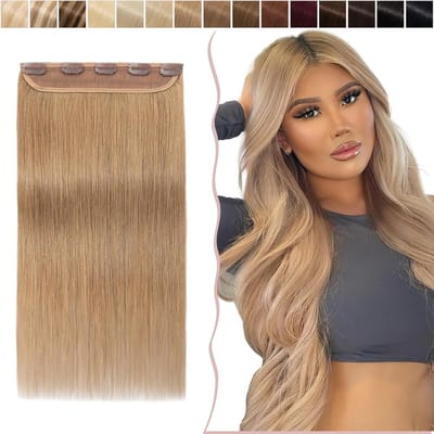 Clip in Extensions van 100% Remy Mensenhaar - Rechte Honingblonde Haarstuk van 20 inch (50 cm) - 50g Kwaliteit