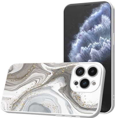 Smartphonica Telefoonhoesje Geschikt voor iPhone 11 Pro met Zilver Marmer opdruk - TPU Back Cover Case Silver Marble Design - Wit geschikt voor iPhone 11 Pro
