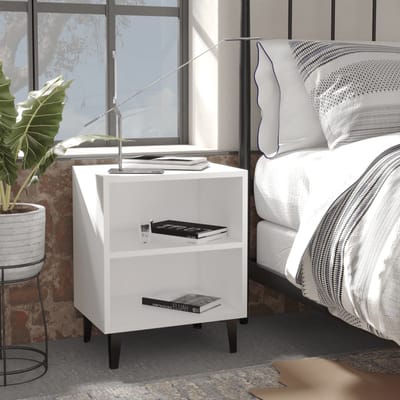 vidaXL - Nachtkastjes - 2 - st - met - metalen - poten - 40x30x50 - cm - wit
