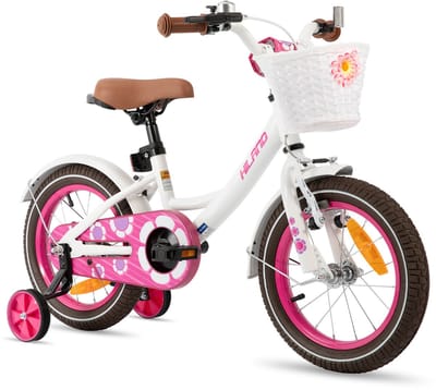 Hiland Kinderfiets - 12 Inch - Voor Jongens & Meisjes - Met Mandje, Bel & Bagagedrager - Inclusief Zijwieltjes - Geschikt voor buitenactiviteiten in de lente