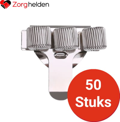 Zorghelden® Pennenhouder verpleegkundige - 50-Pack - RVS Pennenhouder clip - Pennenhouder zorg - Pennenhouder uniform - Scharenhouder verpleegkundige