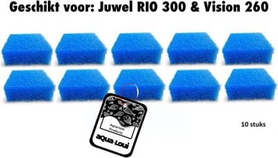 Aqua-Loui® - Grof Filterspons Large L - 10 Stuks - Geschikt voor Juwel Bioflow 6.0 - Rio 300 & Vision 260 - 12,5 x 12,5 x 5 cm