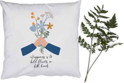 Sierkussens - Kussentjes Woonkamer - 50x50 cm - Happiness is to hold flowers in both hands - Spreuken - Quotes